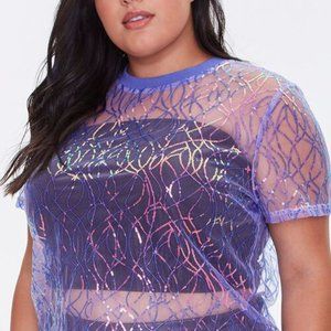 Purple Sheer Sequin Tee